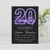 Purple Neon 20e anniversaire Invitation (Debout devant)