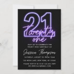 Purple Neon 21e anniversaire Invitation<br><div class="desc">Caractéristiques du design Graphisme Purple Neon côté avant.</div>