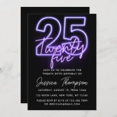 Purple Neon 25e anniversaire Invitation (Devant / Derrière)
