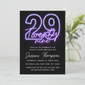 Purple Neon 29e anniversaire Invitation (Debout devant)