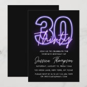 Purple Neon 30e anniversaire Invitation (Devant / Derrière)