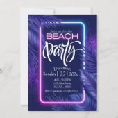 PURPLE NEON GLOW DANS LE DARK BEACH INVITATION (Devant)