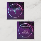 Purple Neon Lashes Carré Carte de visite (Devant / Derrière)