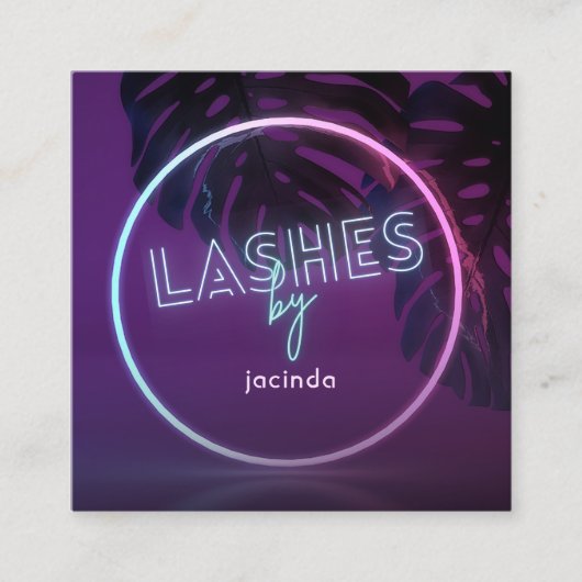 Purple Neon Lashes Carré Carte de visite (Devant)