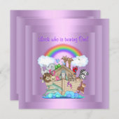 PURPLE NOAHS ARRIÈRE PARTI INVITATION arc-en-ciel (Devant / Derrière)