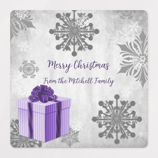 Purple Noël Cadeau de vacances Étiquettes de cuisi (Design 1)
