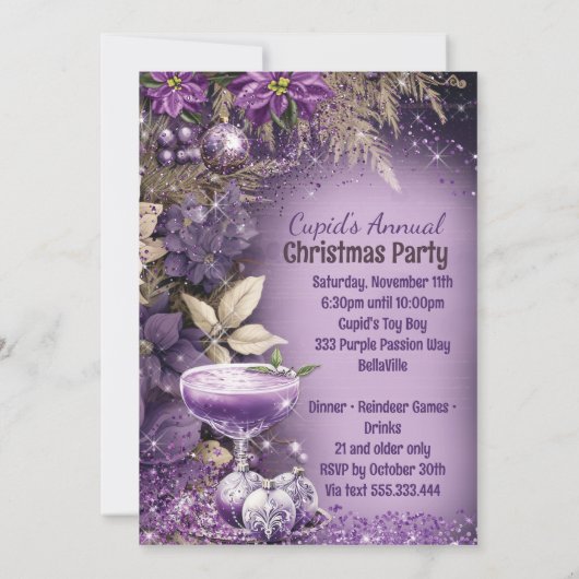 Purple Noël Fête Invitation (Dos)