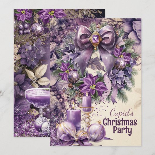Purple Noël Fête Invitation (Devant / Derrière)