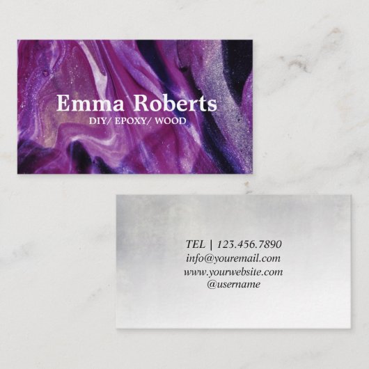 PURPLE NOIR do-it-yourself Carte de visite EN BOIS (Devant / Derrière)