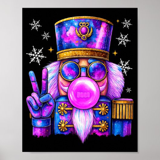Purple Nutcracker Blowing Bubble Gum Cute Christma Poster (Voorkant)