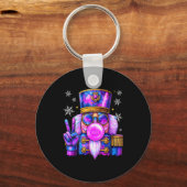 Purple Nutcracker Blowing Bubble Gum Cute Christma Sleutelhanger (Voorkant)