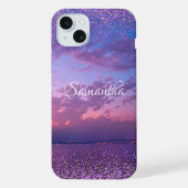 Purple Ocean Sunset Photo Confetti Nom Script (Verso)