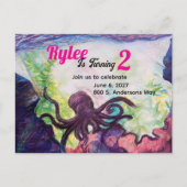 Purple Octopus Reef Illustrated Invitation (Devant)
