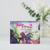 Purple Octopus Reef Illustrated Invitation (Debout devant)