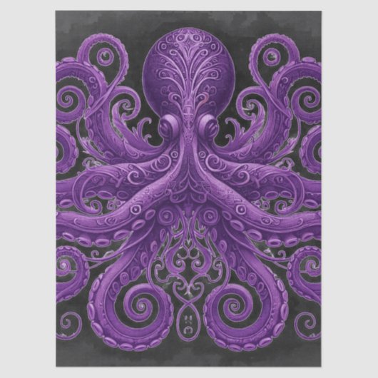 Purple Octopus Victorian Steampunk Kraken Tissuepapier (Voorkant)