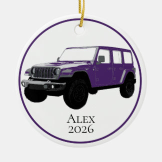 Purple Off-Road Utility Vehicle 7 slot grille Keramisch Ornament