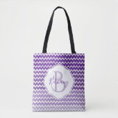 Purple Ombre Chevron Sac fourre-tout personnalisé (Devant)