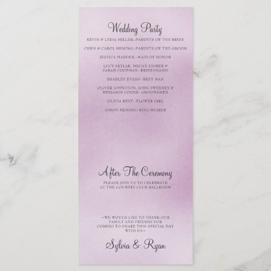 Purple Ombre programmes de mariage (Dos)
