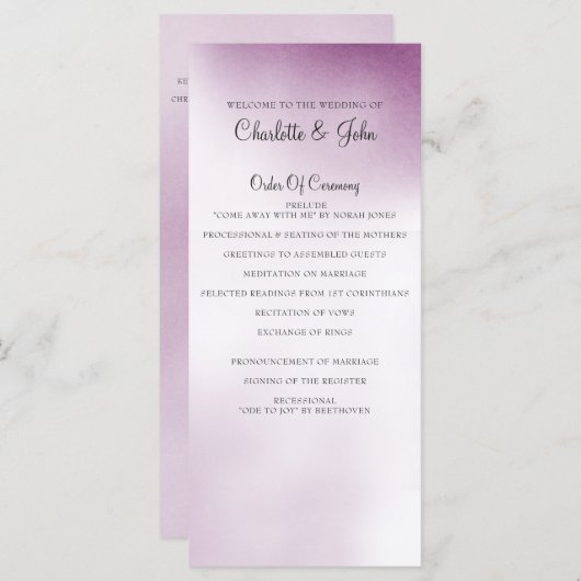 Purple Ombre programmes de mariage (Devant / Derrière)