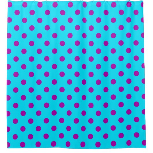 Purple On Blue Polka Dots Pattern Design Douchegordijn (Voorkant)
