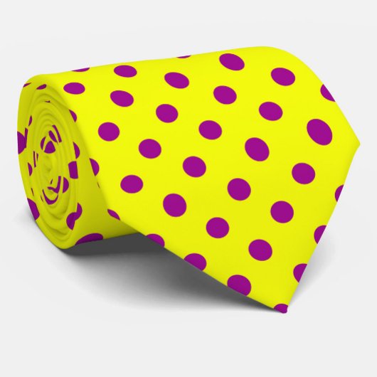 Purple On Yellow Polka Dots Pattern Design Stropdas