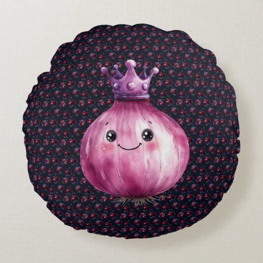 Purple Onion Queen Round Throw Pillow Rond Kussen (Voorkant)
