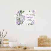Purple or Floral Elephant Vert Affiche de bienvenu (Cuisine)