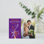 Purple Orange Blanc Floral Merci Carte Postale Pho (Debout devant)