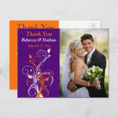 Purple Orange Blanc Floral Merci Carte Postale Pho (Devant / Derrière)