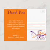 Purple Orange Blanc Floral Merci Carte Postale Pho (Dos)