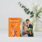 Purple Orange Blanc Floral Merci Carte Postale Pho (Debout devant)