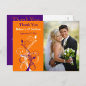 Purple Orange Blanc Floral Merci Carte Postale Pho (Devant / Derrière)