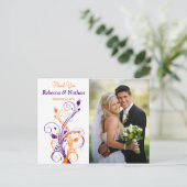 Purple Orange Blanc Floral Merci Carte Postale Pho (Debout devant)