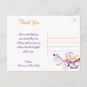 Purple Orange Blanc Floral Merci Carte Postale Pho (Dos)