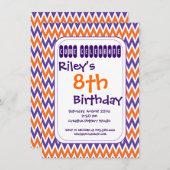 Purple Orange Chevron Invitations de fête d'annive (Devant / Derrière)