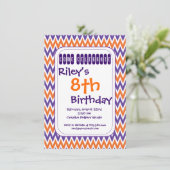 Purple Orange Chevron Invitations de fête d'annive (Debout devant)