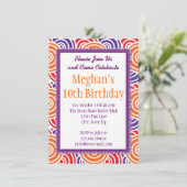 Purple Orange Circles Anniversaire Invitations (Debout devant)