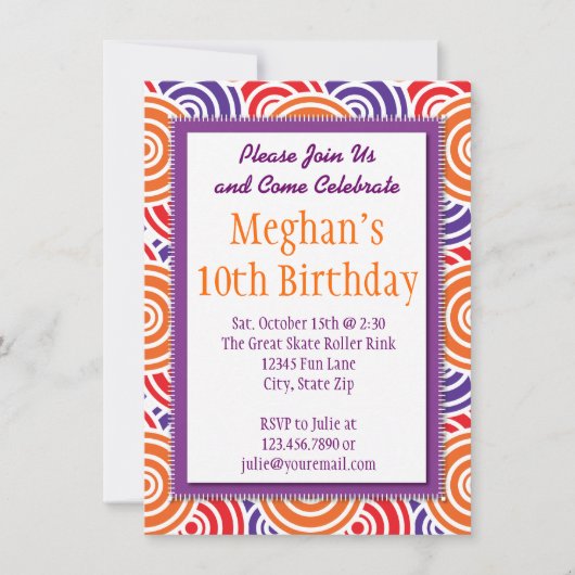 Purple Orange Circles Anniversaire Invitations (Devant)