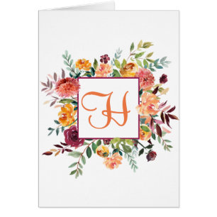 Purple & Orange Floral Monogram Design Customized