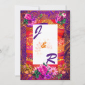 Purple Orange Paisley Faire-part de mariage Floral (Devant)