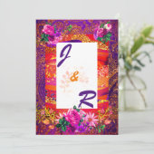 Purple Orange Paisley Faire-part de mariage Floral (Debout devant)