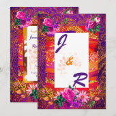 Purple Orange Paisley Faire-part de mariage Floral (Devant / Derrière)