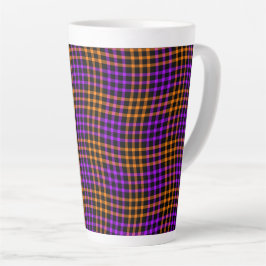 Purple Orange Plaid Checker Seamless Pat Latte Mug Mok