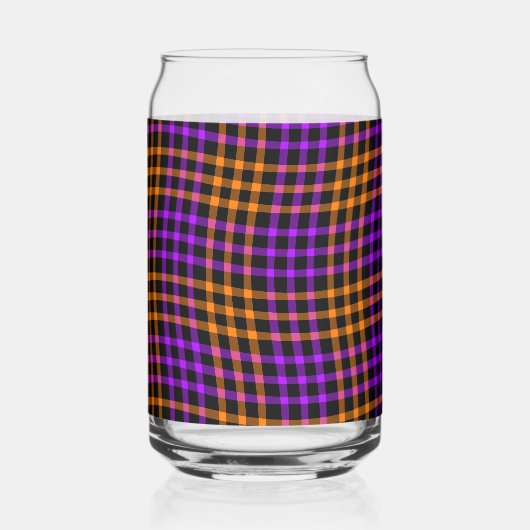 Purple Orange Plaid Checker Seamless Pattern Blikvorm Glas (Voorkant)