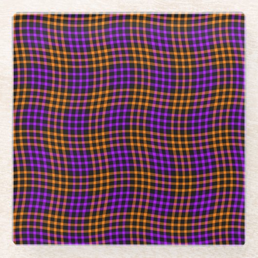 Purple Orange Plaid Checker Seamless Pattern Glazen Onderzetter (Voorkant)