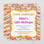Purple Orange Stripes Invitations Anniversaire (Devant / Derrière)