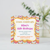 Purple Orange Stripes Invitations Anniversaire (Debout devant)