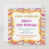 Purple Orange Stripes Invitations Anniversaire (Devant)