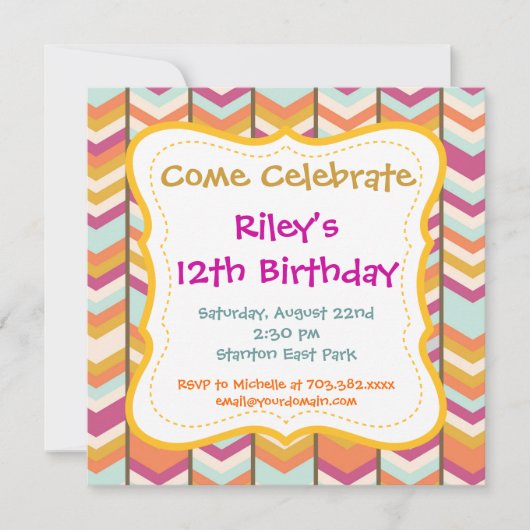 Purple Orange Stripes Invitations Anniversaire (Devant)