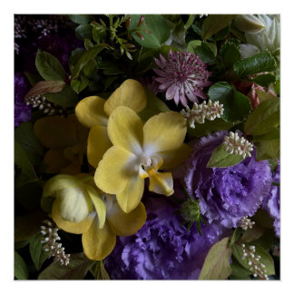 Purple Orchid and Lisianthus Floral Poster Perfect Poster